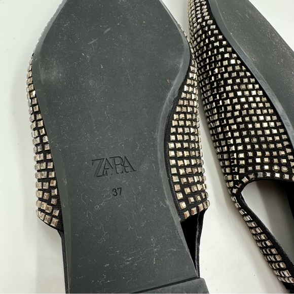 Zara Black Sparkly Slingback Flats - Picture 8 of 12